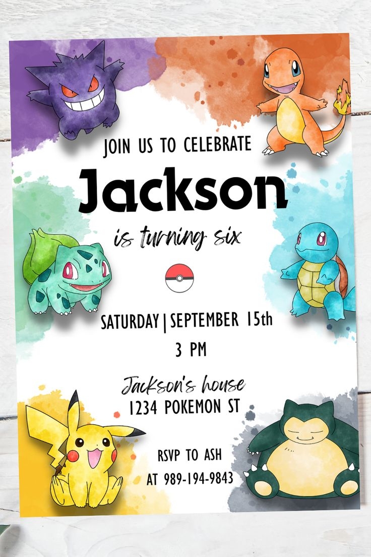 Pokemon Birthday Invitation Pokemon Birthday Party Pokemon Party 