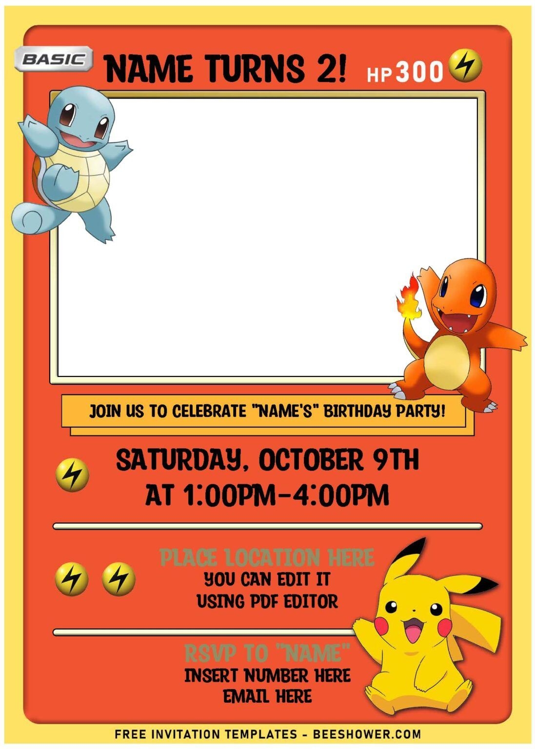 Pokemon Birthday Invitations Template