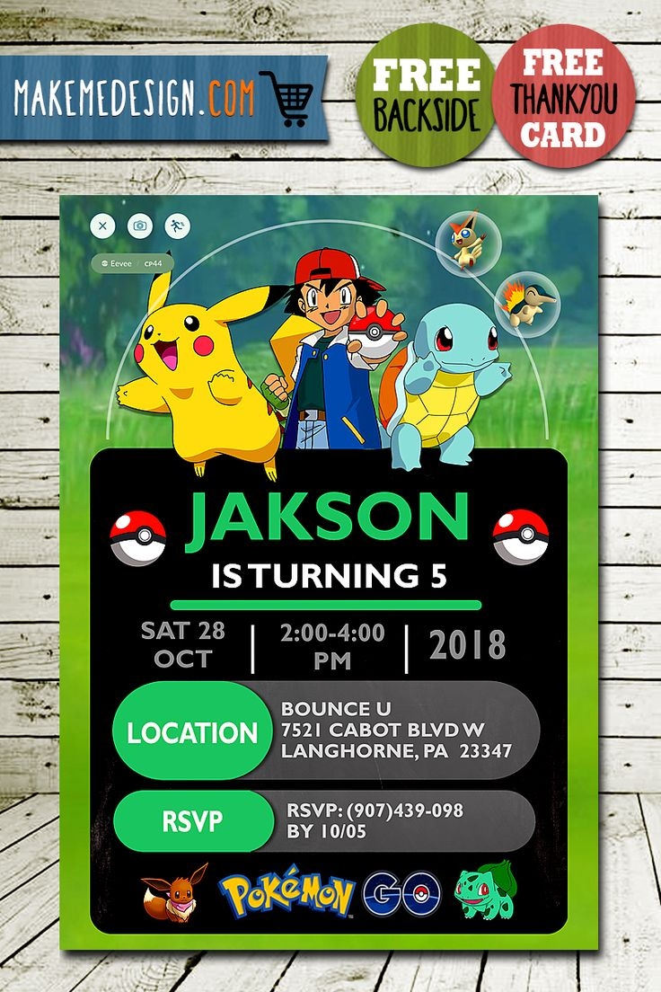 Pokemon Birthday Party Flyer With Pikachu And Friends