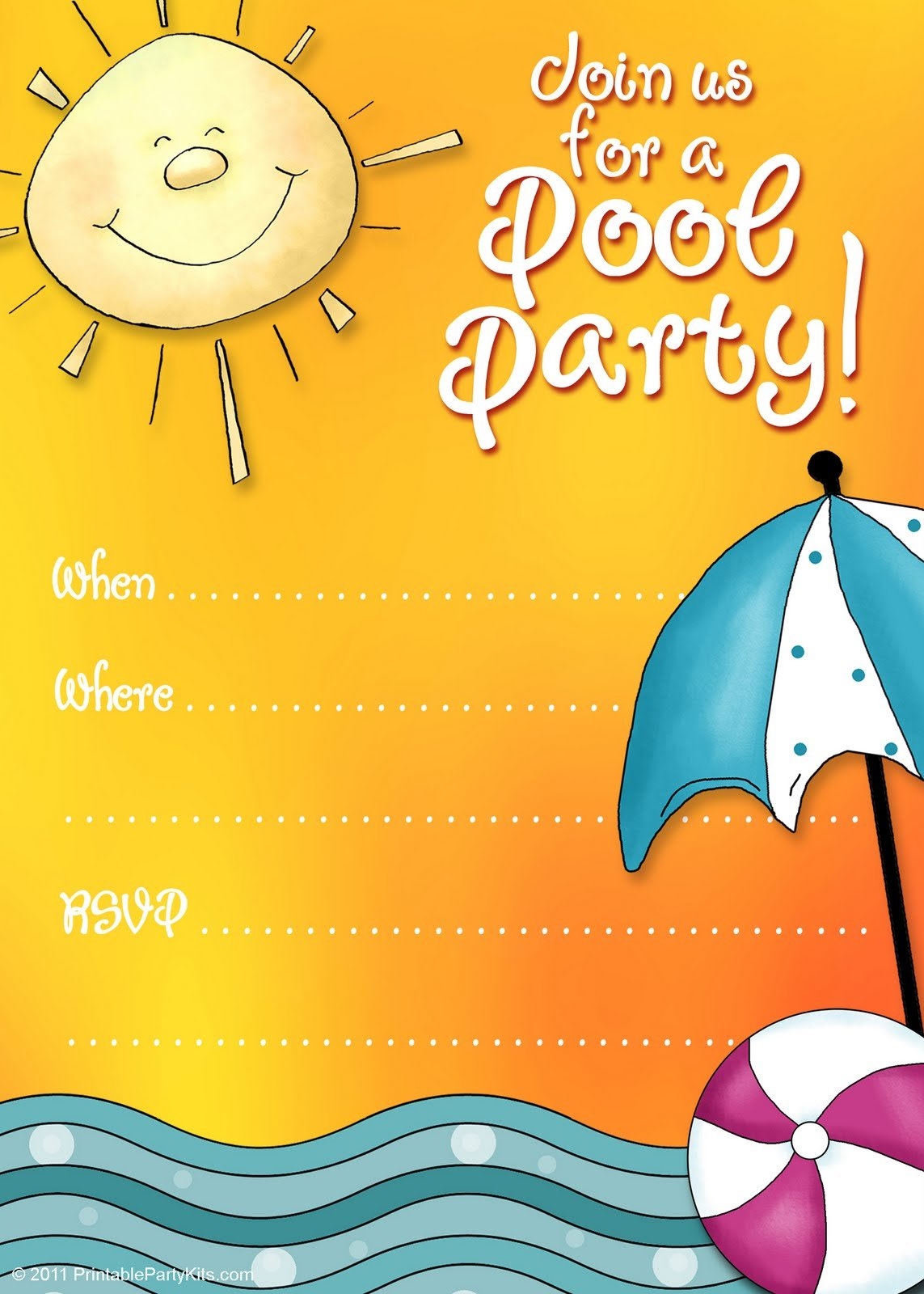 Pool Party Birthday Party Invitations Templates Free Download Drevio 