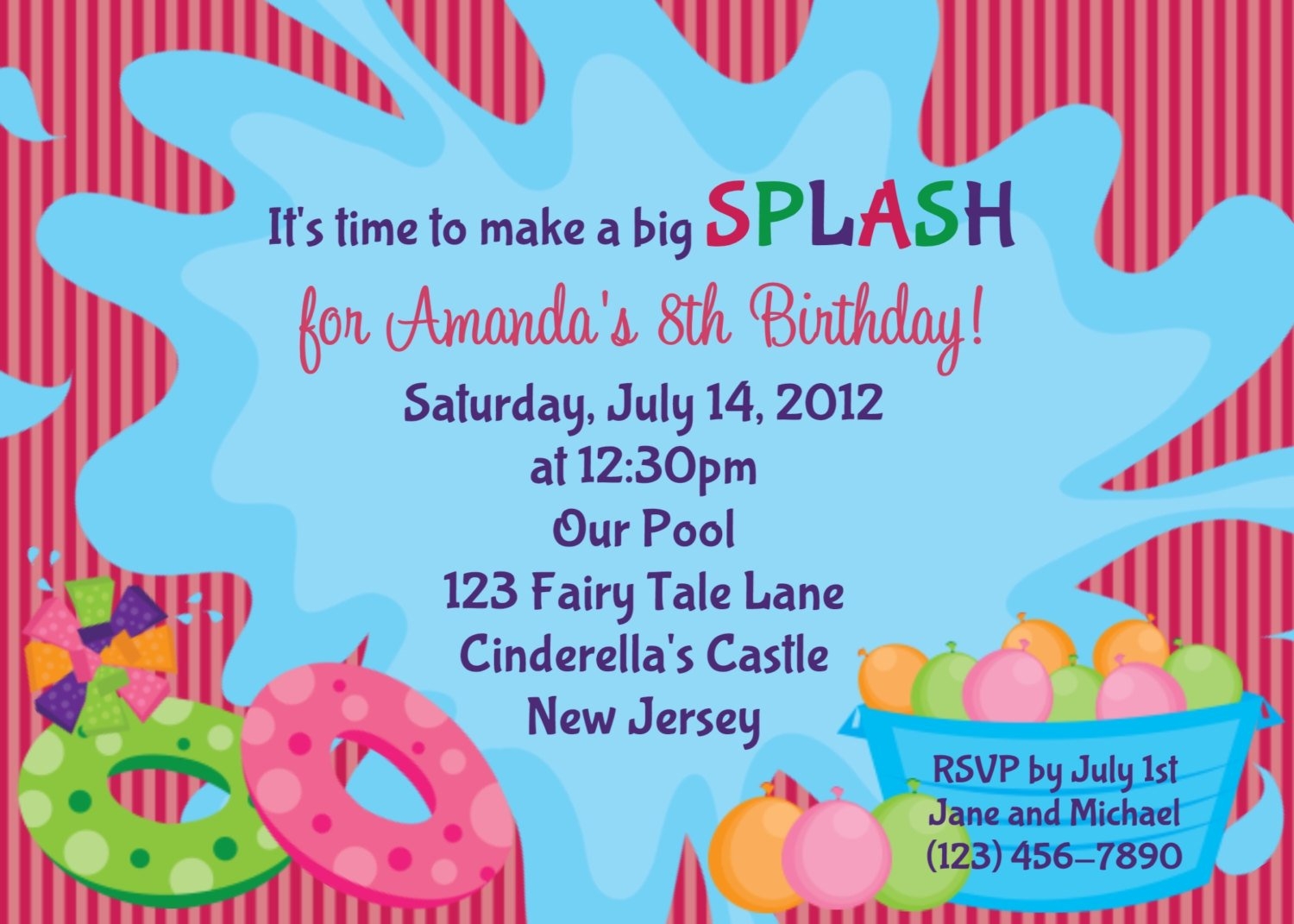 Pool Party Birthday Party Invitations Templates Free Download FREE 