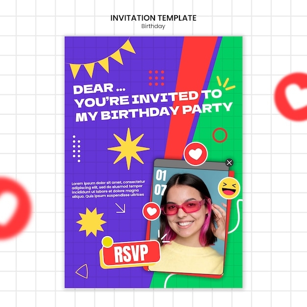 Premium PSD Birthday Celebration Invitation Template