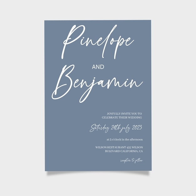 Premium PSD Dusty Blue Modern Wedding Invitation Template Print Premium PSD Dusty Blue Modern Wedding Invitation Template Print