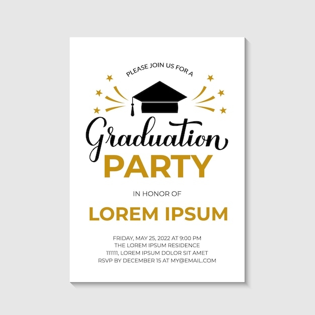 Premium Vector Graduation Party Invitation Card Grad Party Invite 