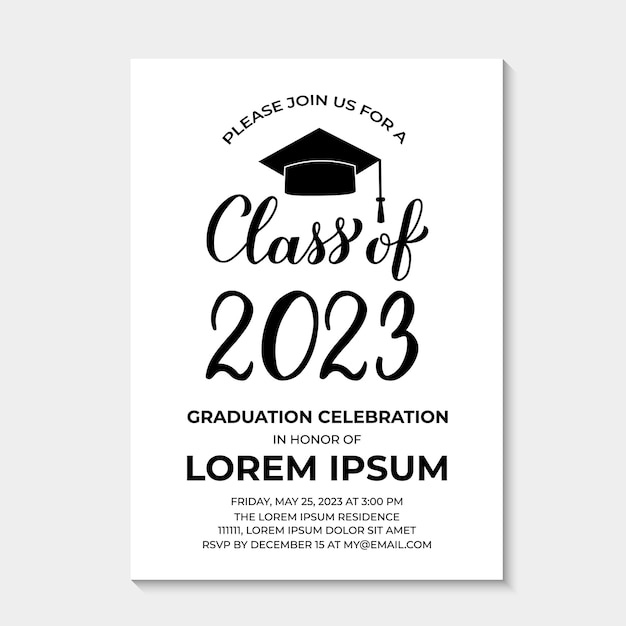 Premium Vector Graduation Party Invitation Card Template Black And 