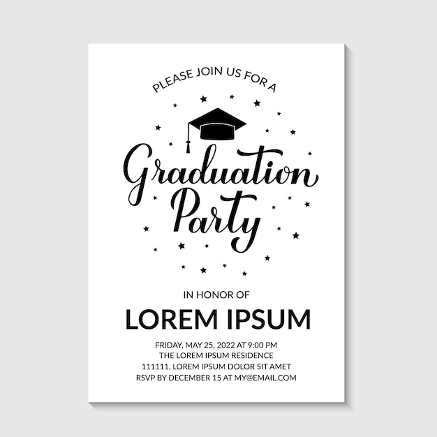Premium Vector Graduation Party Invitation Card Template Black And 