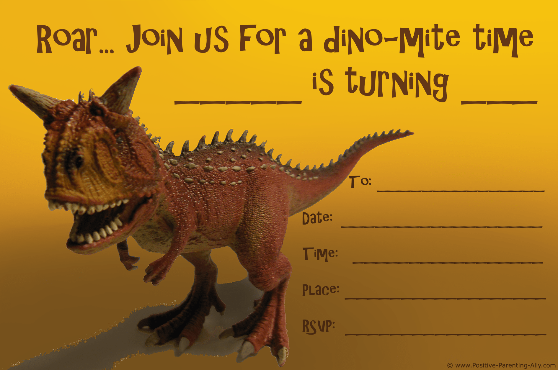 Printable Dinosaur Birthday Invitations Printable Calendars AT A GLANCE