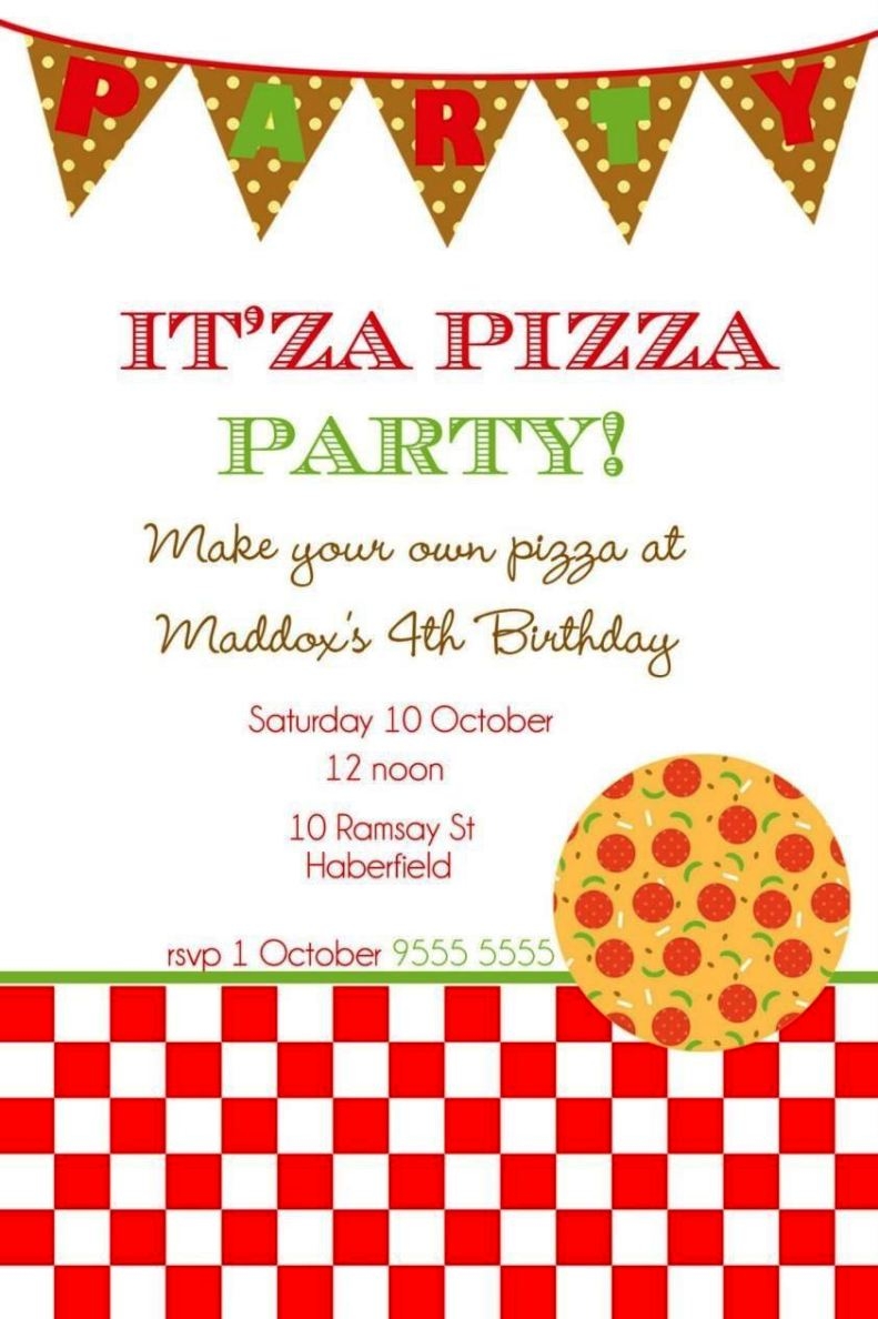 Printable Pizza Party Invitation Template Printable Templates