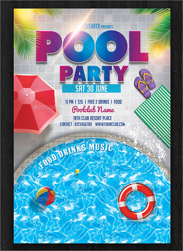 Printable Pool Party Invitations