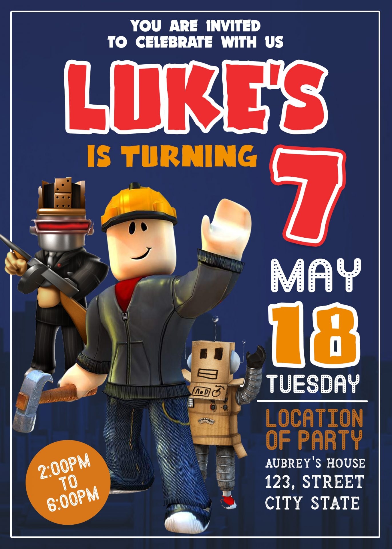 Printable Roblox Birthday Invitation
