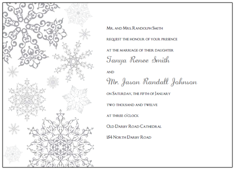 Printable Snowflake Wedding Invitations