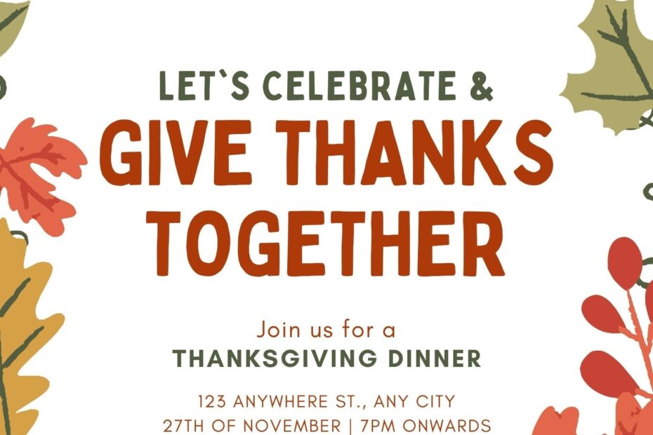 Printable Thanksgiving Invitation Template Fillable Form 2023