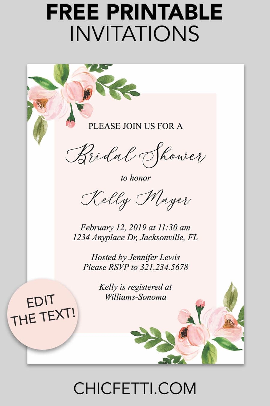 Printable Wedding Shower Invitations Templates Wedding Invitations 