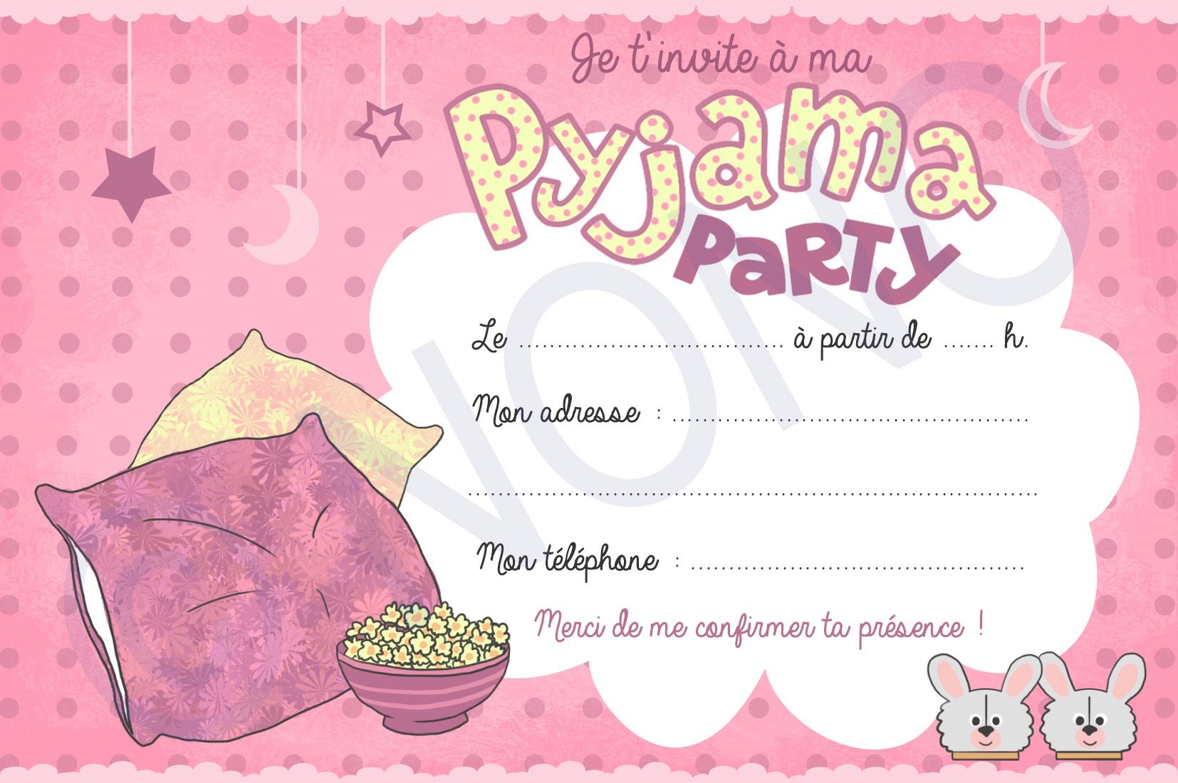 Pyjama Party Invitation Template Free Printable Calendars AT A GLANCE