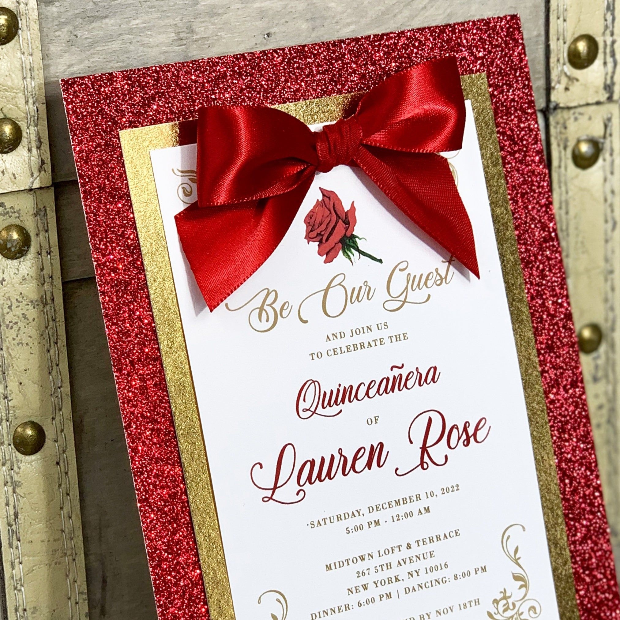 Quinceanera Invitation Red And Gold Quinceanera Invitation Beauty And 