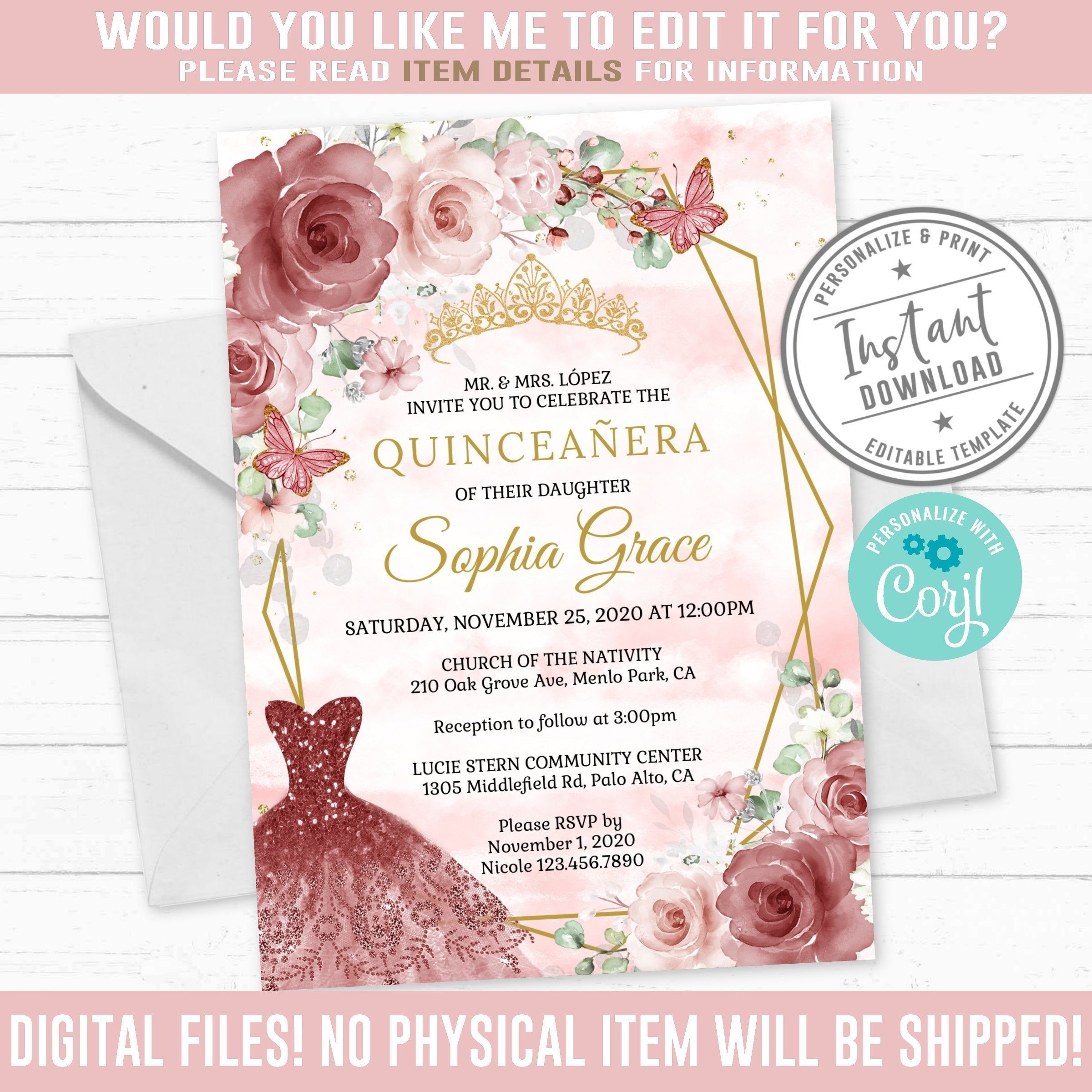 Quinceanera Invitations Template Social Media Template
