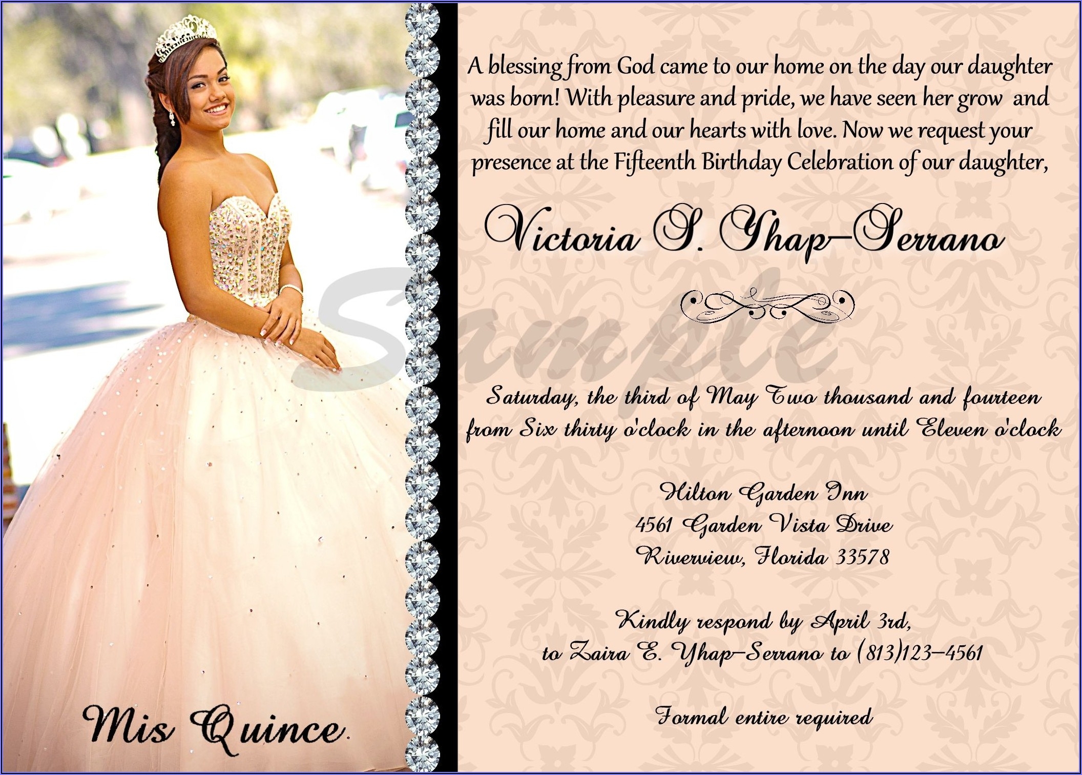 Quinceanera Invitations Templates Template 1 Resume Examples 