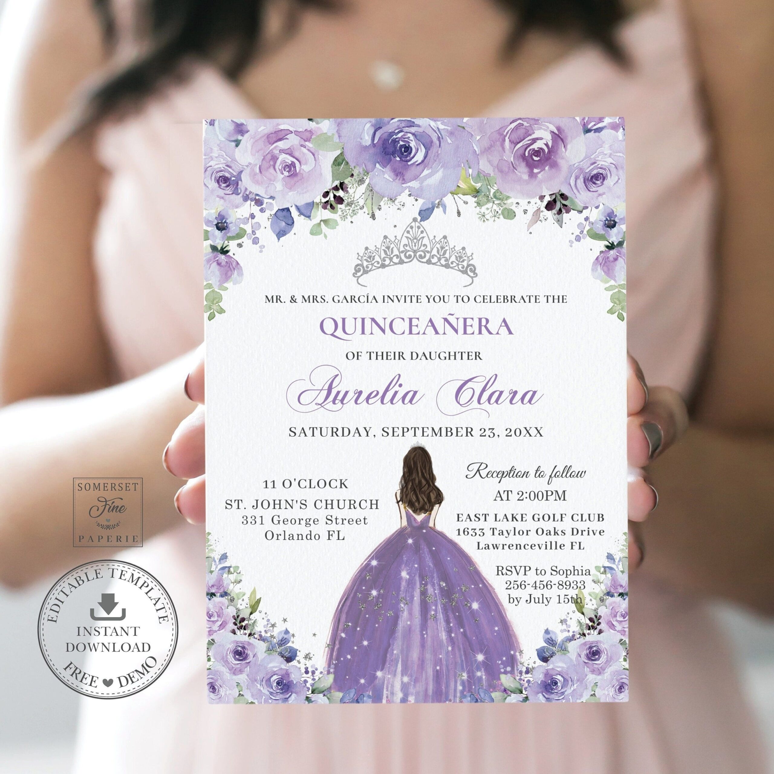 quot CHIC LILAC LAVENDER PURPLE FLORAL GREENERY SILVER QUINCEA ERA 