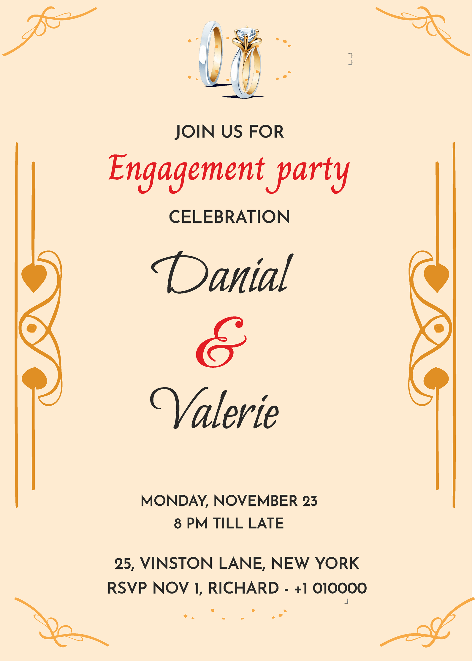 Ring Ceremony Invitation Card Template Edit With Our Card Maker