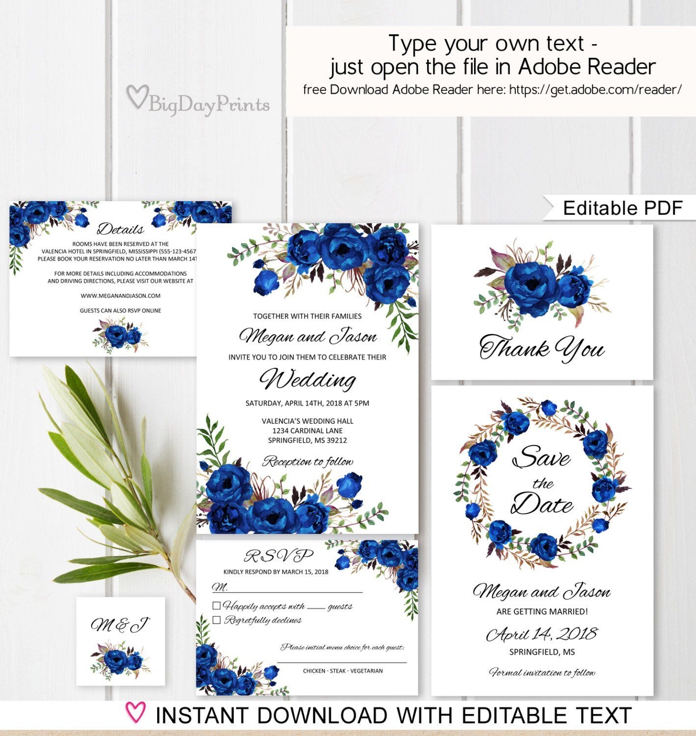 Royal Blue Invitation Template Printable Word Searches