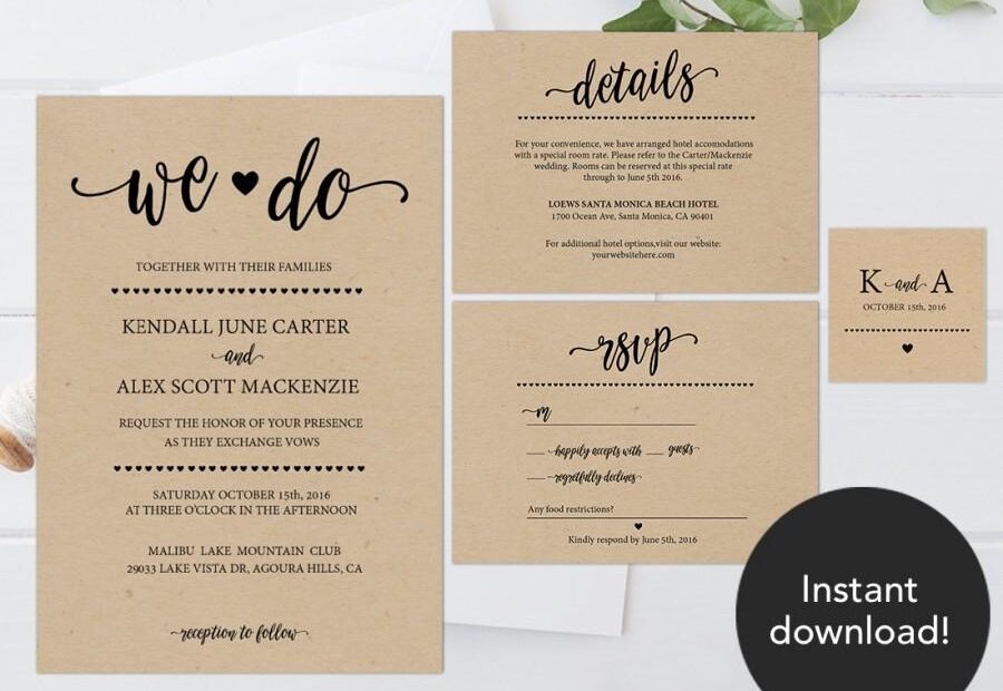 Rustic Wedding Invitation Template Wedding Invitation Templates