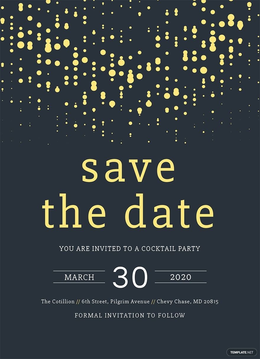 Save The Date Party Invitation Template In Pages Word Publisher PSD 