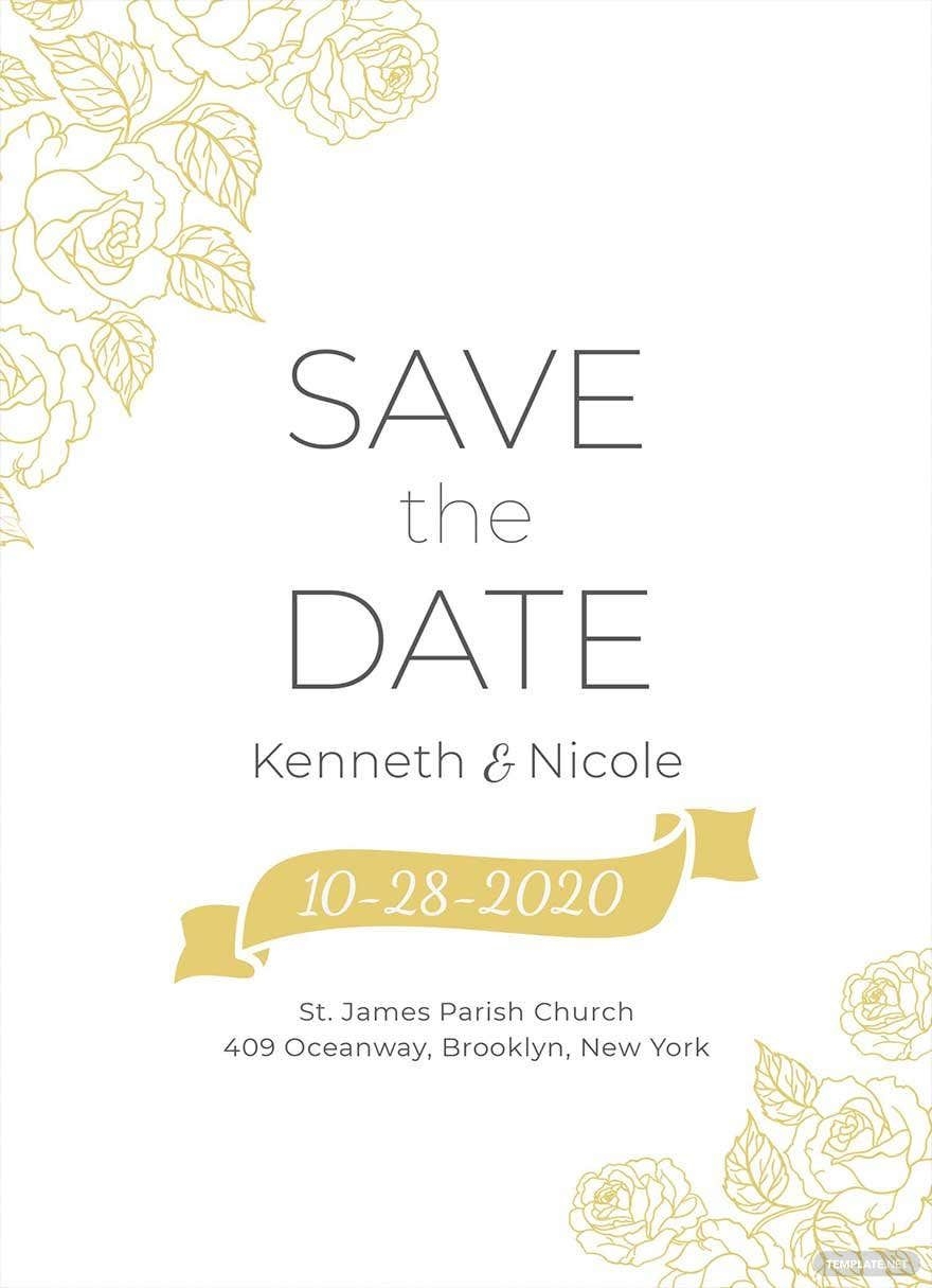 Save The Date Wedding Invitation Template In Pages Illustrator PSD 