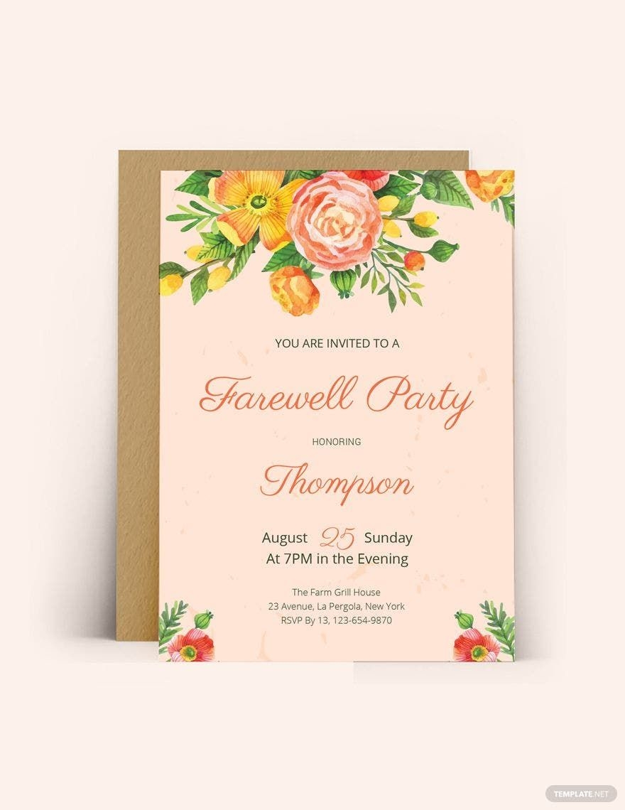 School Farewell Party Invitation Template In Illustrator PSD Word 