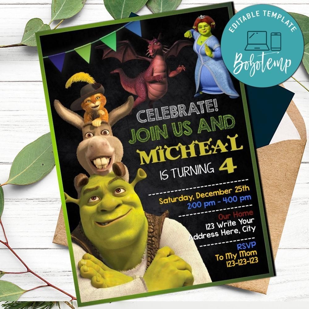 Shrek Invitation Customizable Template Instant Download Shrek Party 