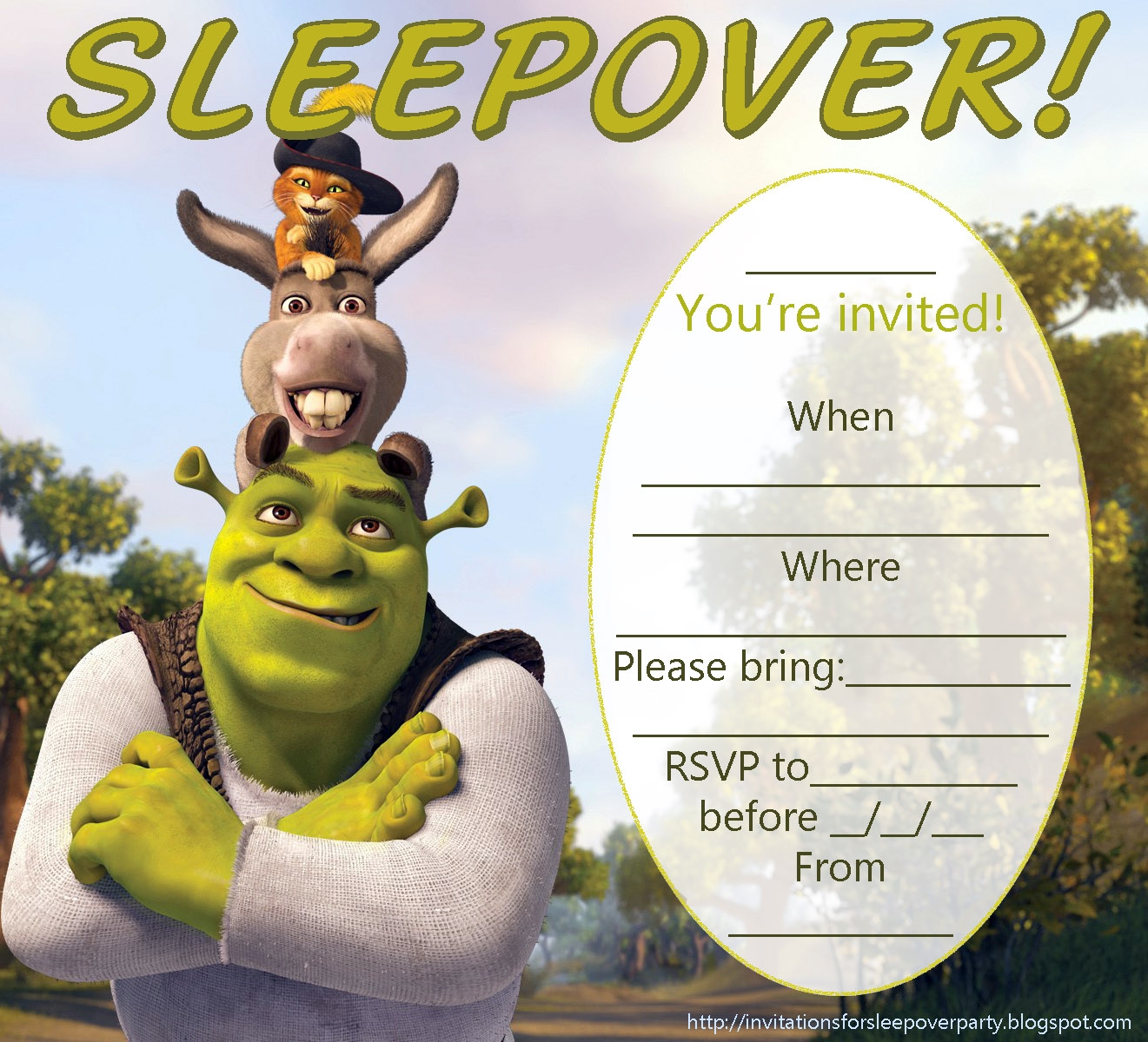Shrek Invitation Template