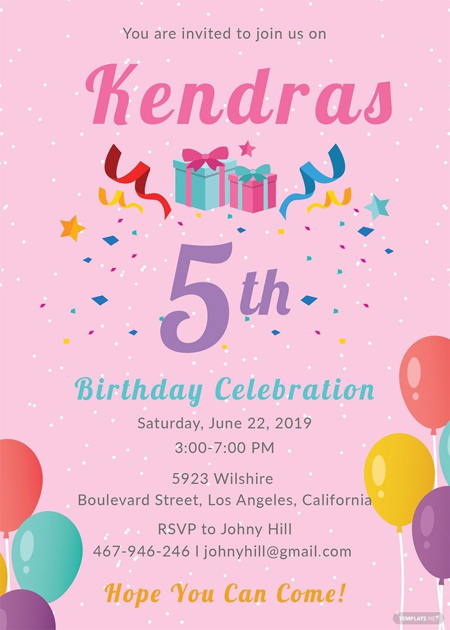 Simple Birthday Invitation Template Illustrator Word Outlook Apple 