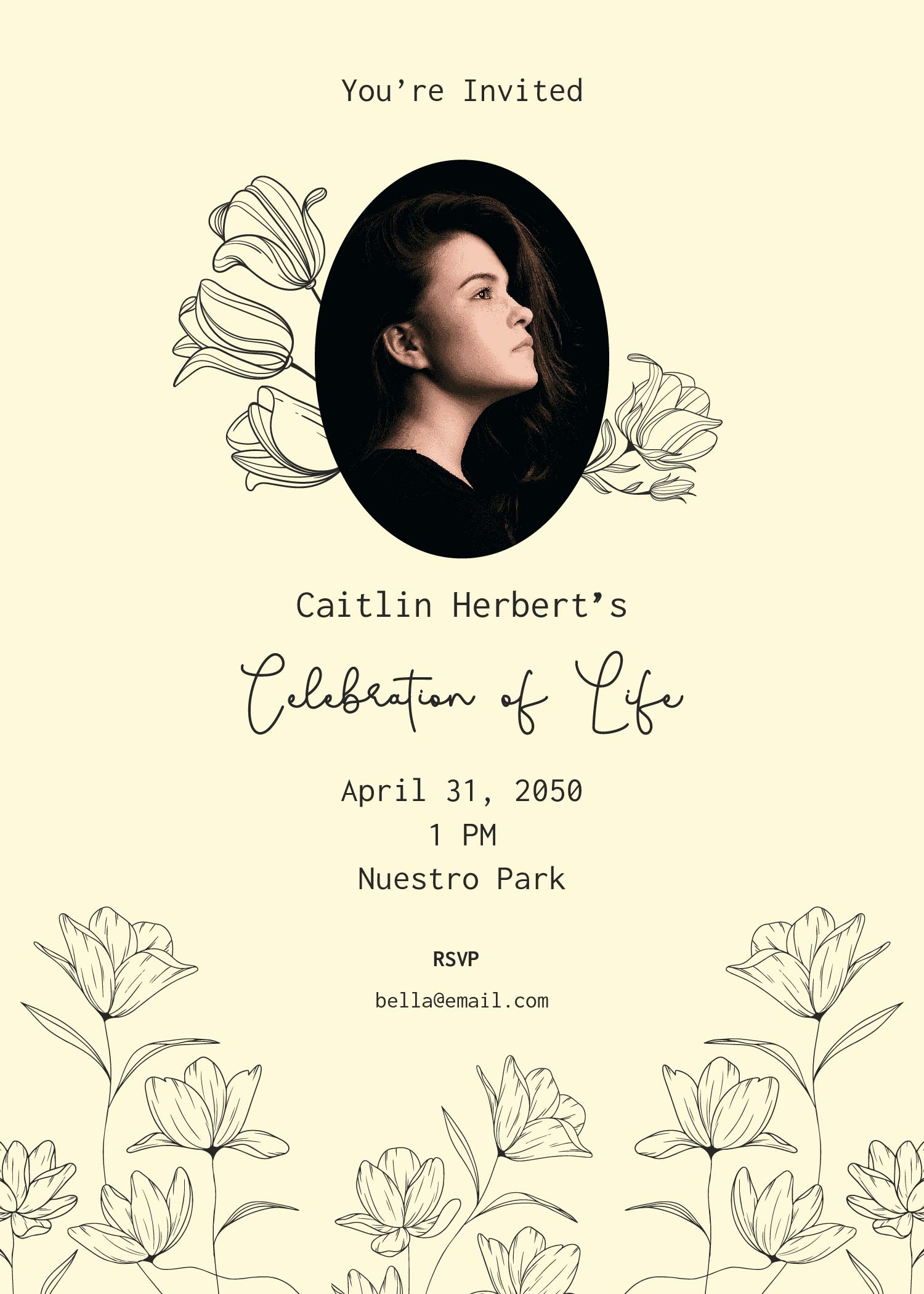 Simple Celebration Of Life Invitation Template In PSD Illustrator 