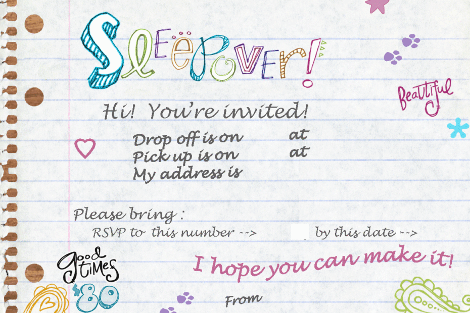 Sleepover Party Invitation