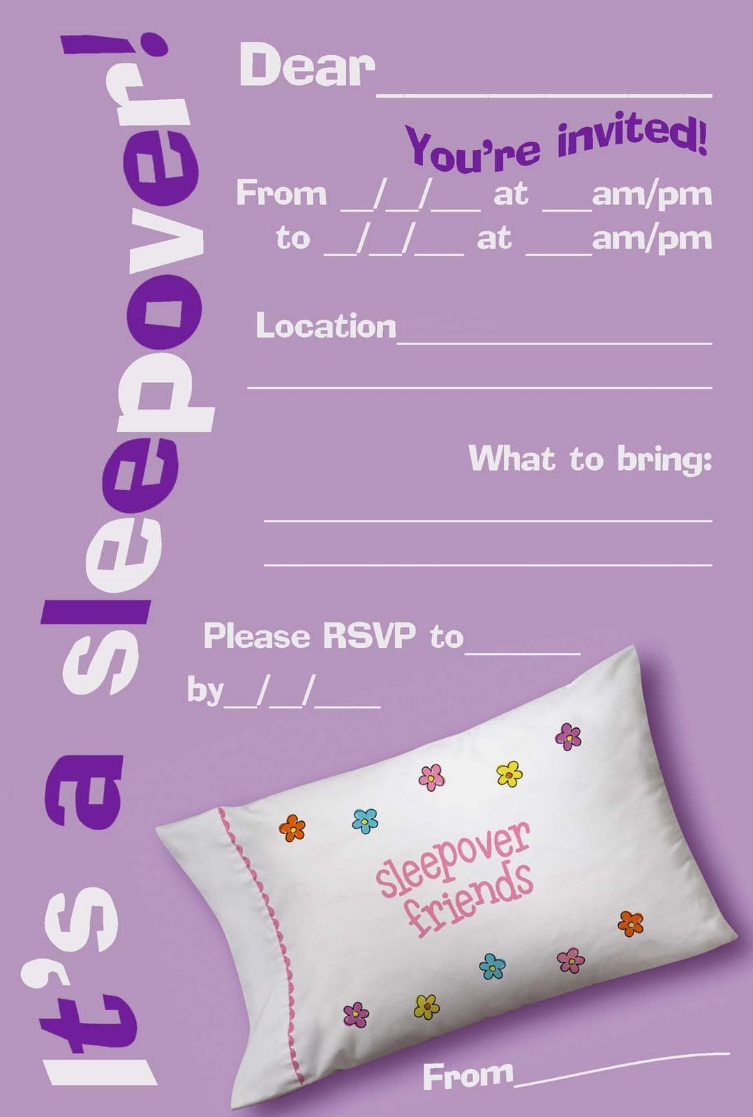 Slumber Party Invitation Printable