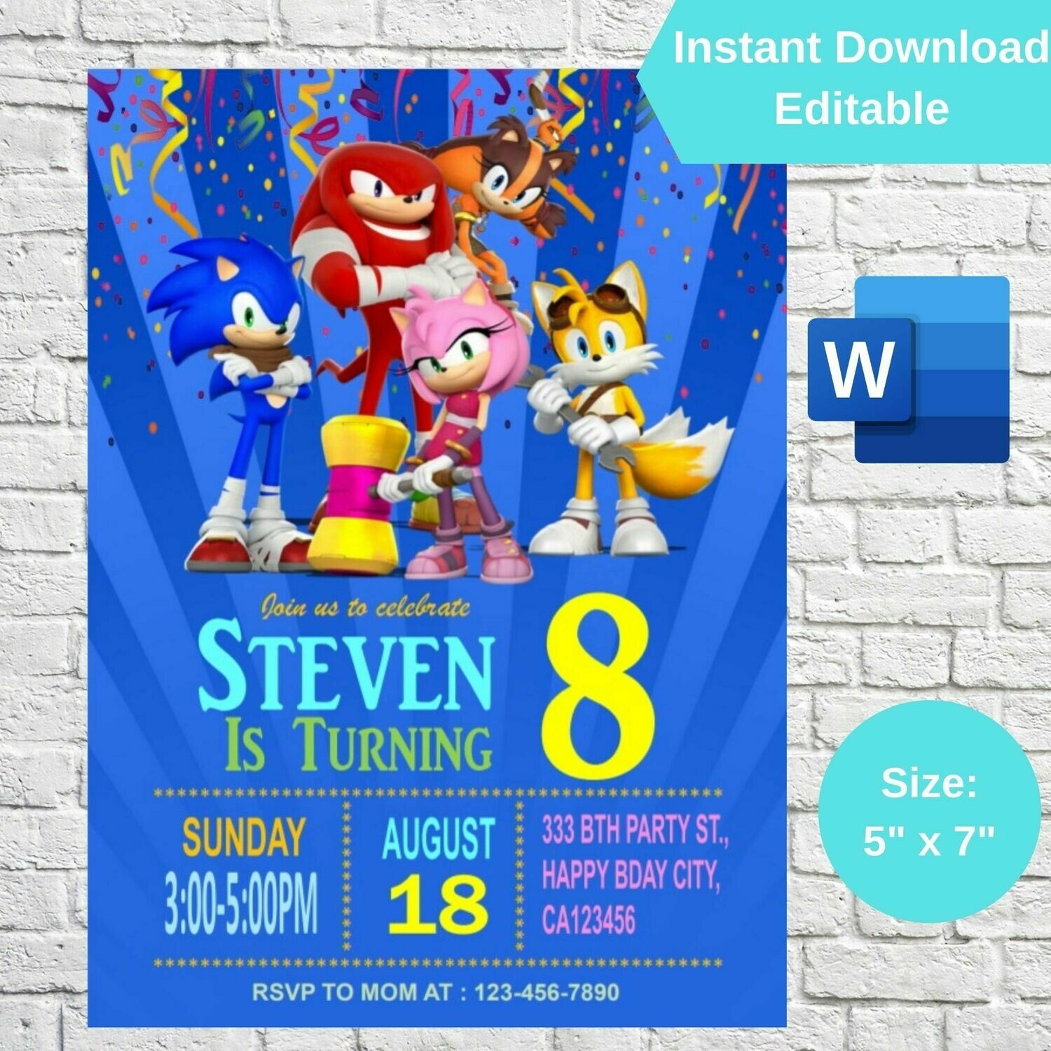 Sonic Birthday Invite Template