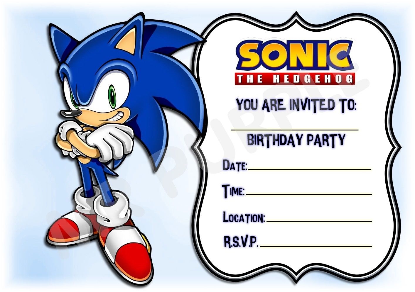 Sonic Invitation Template Free