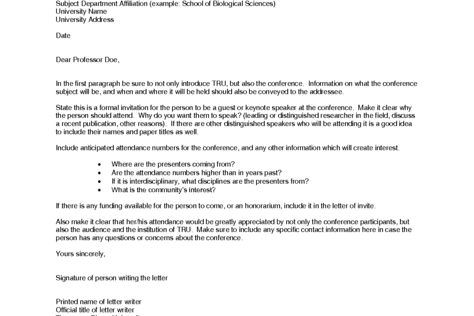 Speaker Invitation Letter Templates