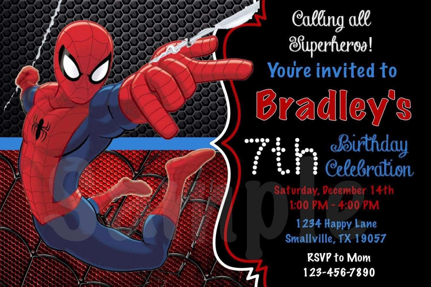 Spiderman Birthday Invitation Template