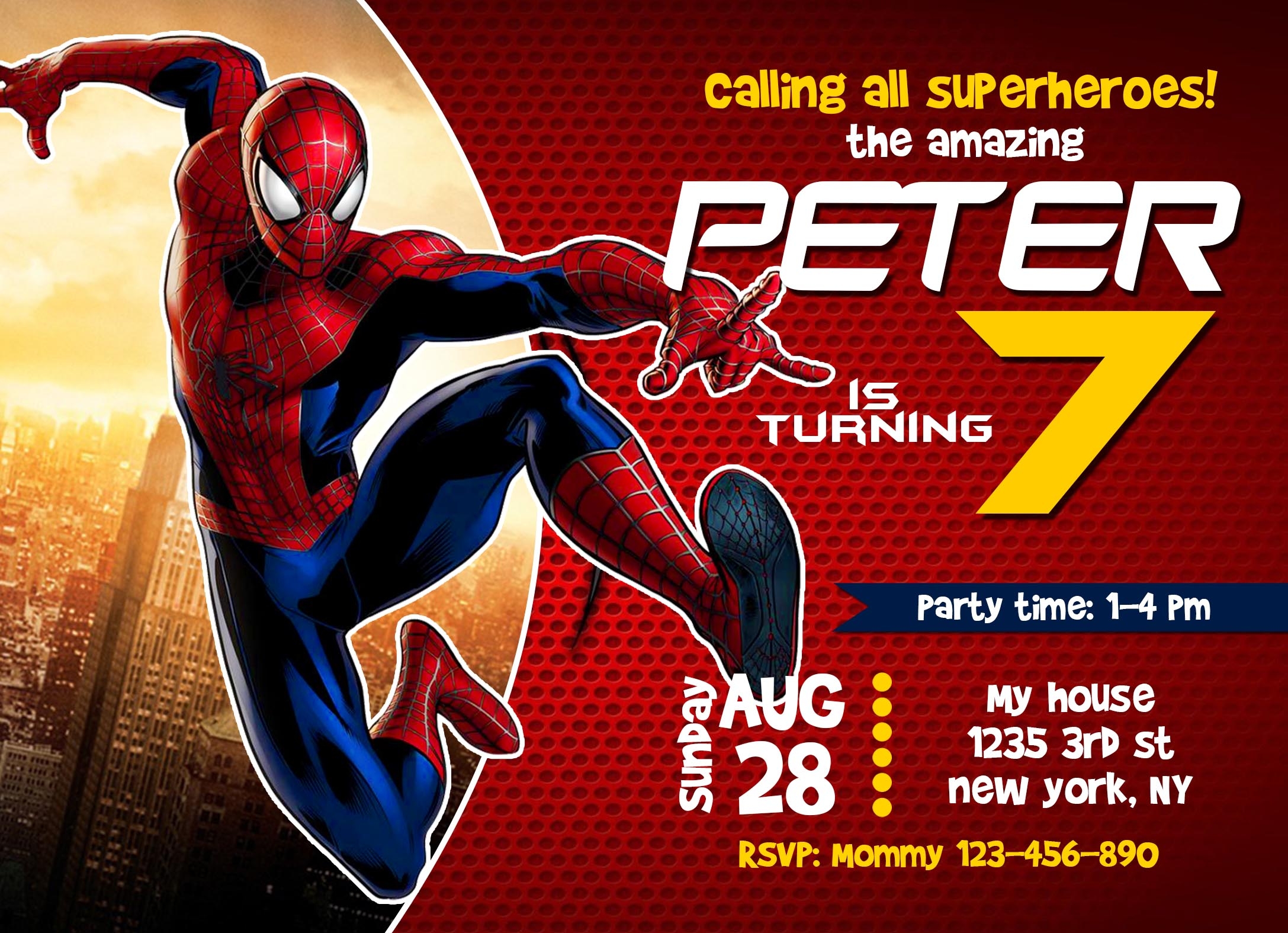 Spiderman Birthday Invitations