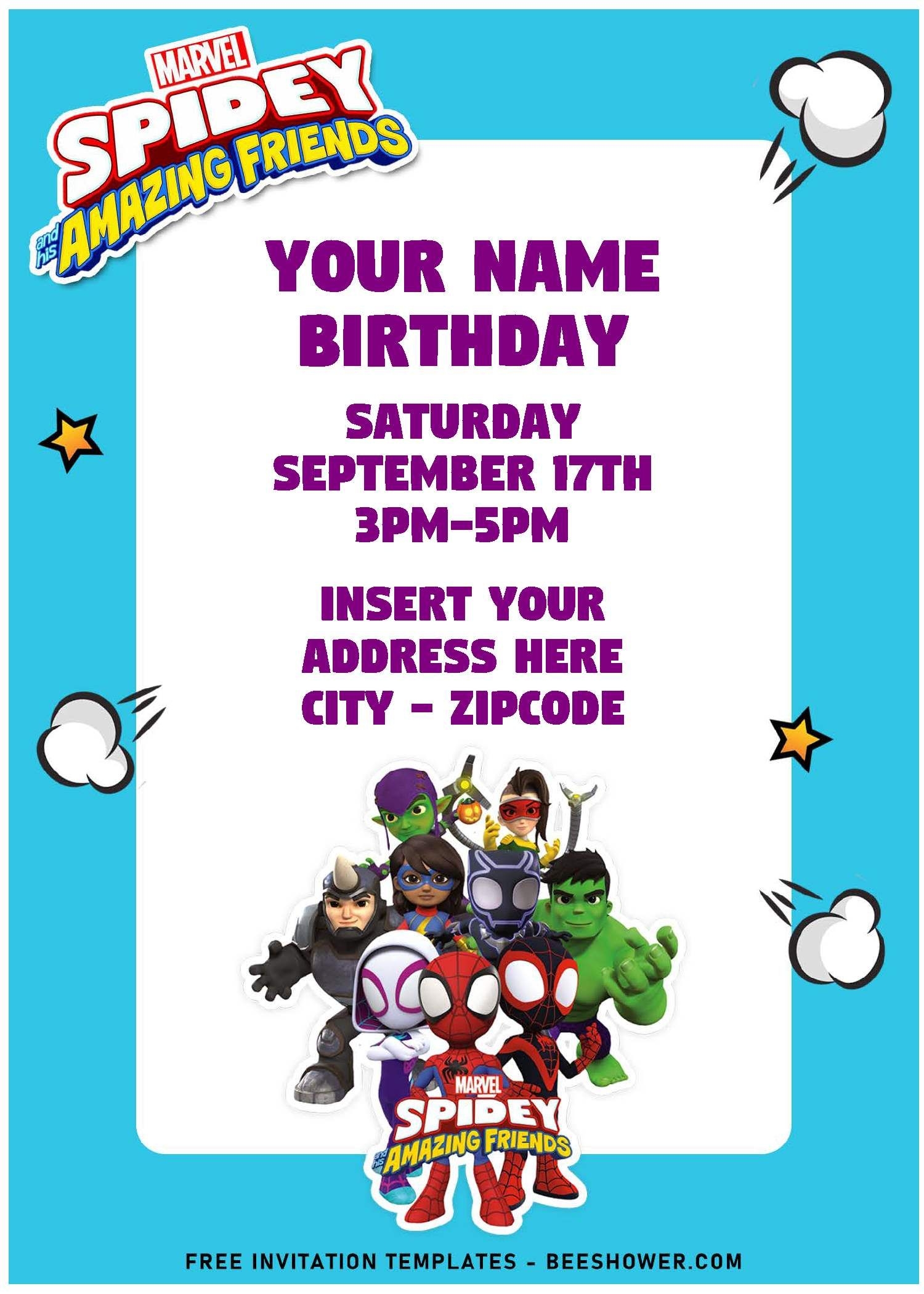 Spidey And His Amazing Friends Invitation Template Content Calendar 