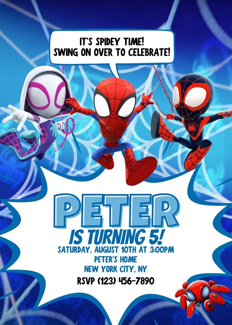 Spidey And His Amazing Friends Invitation Template Free Printable 