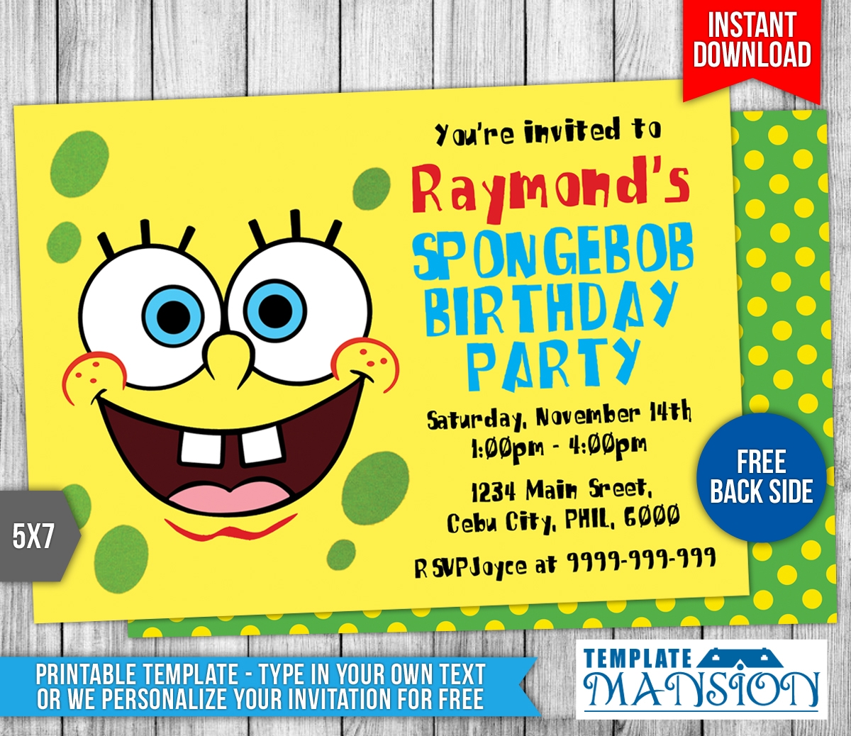 Spongebob Squarepants Birthday Invitation Template By Templatemansion 