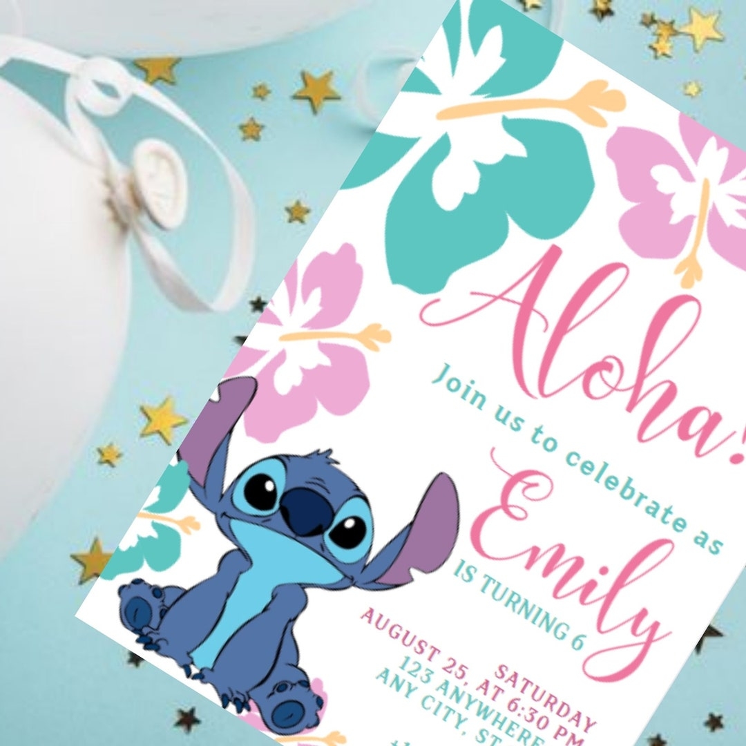 Stitch Birthday Invitation Template Full Customizable On Canva 