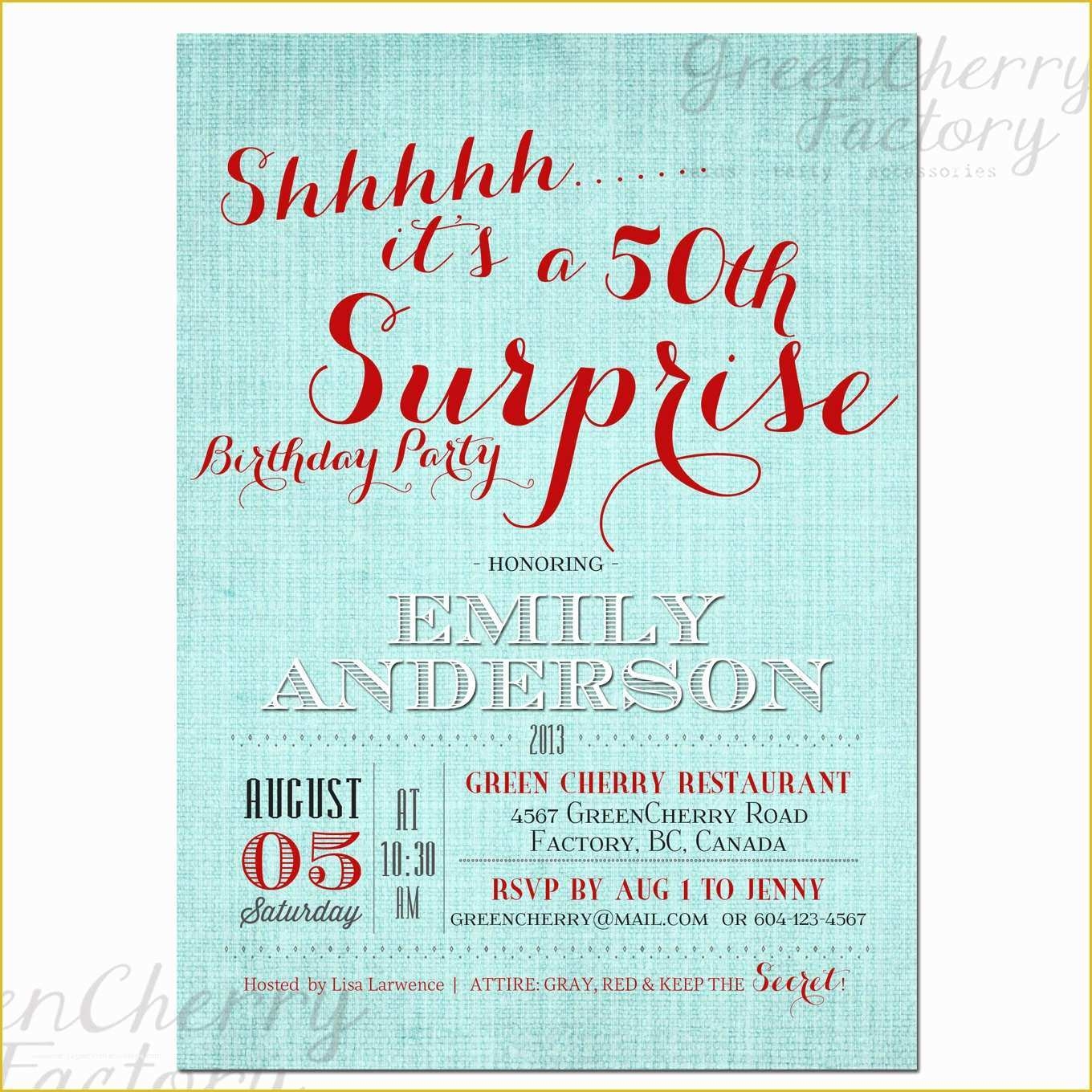 Surprise Birthday Invitations Templates Free Of Free Printable Surprise 