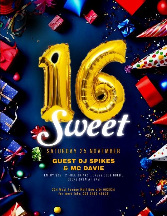 Sweet 16 Birthday Invitation Template Artofit