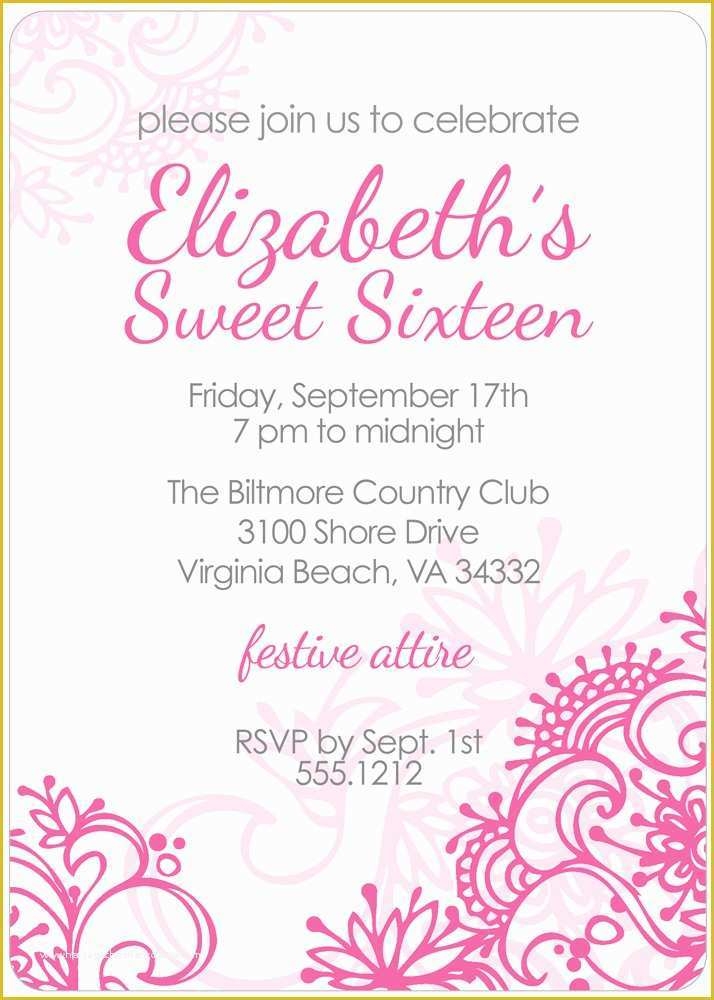 Sweet 16 Invitations Templates Free Of Free Printable Sweet 16 Birthday 