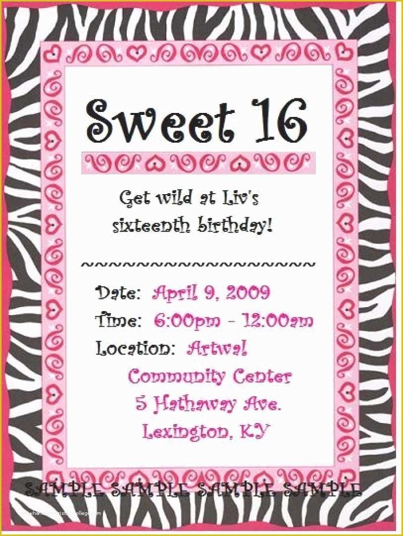 Sweet 16 Invitations Templates Free Of Sweet 16 Invitation Free 