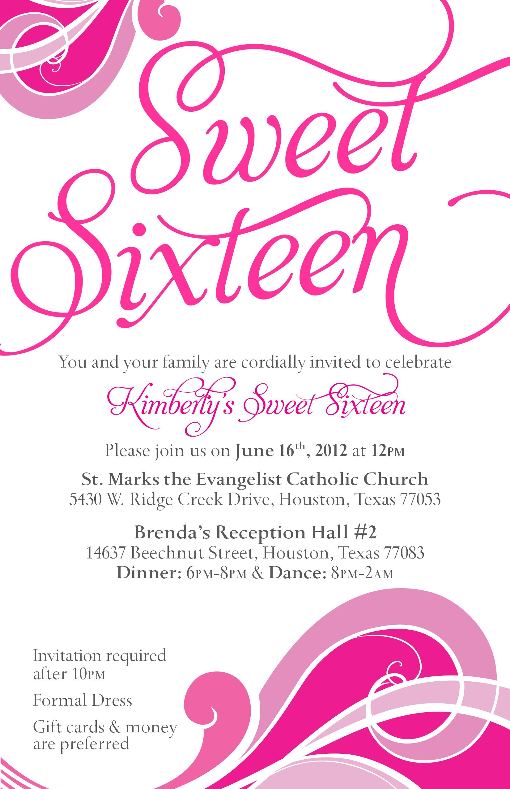 Sweet Sixteen Invitations Templates