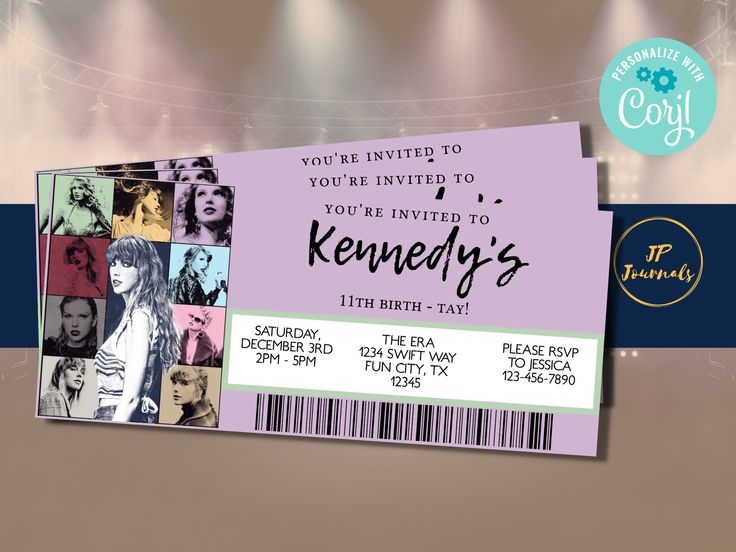 Taylor Era Birthday Party Invitation Template Taylor Swift Birthday 