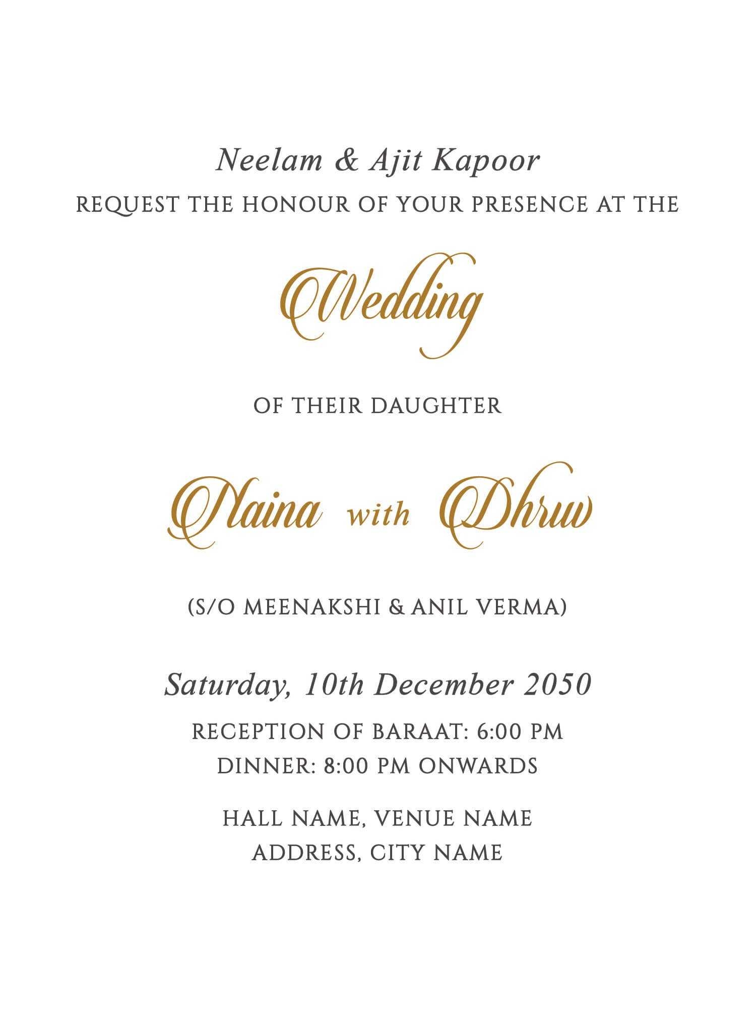 Template For Indian Wedding Invitation Wedding Blog